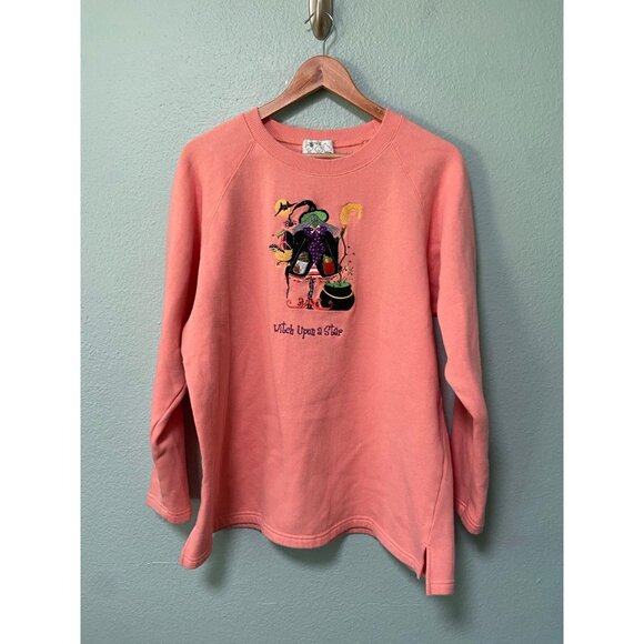 The Quacker Factory Women's Witch Fall Halloween Peach Long Sleeve Sweater XL - Picture 1 of 7
